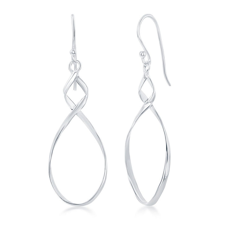 Sterling Silver Twist Design Dangle Earrings (95766)
