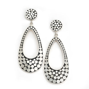 Samuel B. Sterling Silver Dot Design Open Oval Earrings.