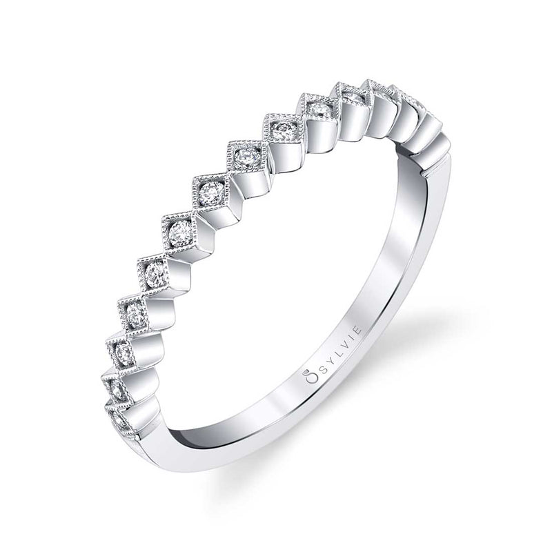 Sylvie Collection 14K White Gold .13ctw Diamond Stackable Band (96869)