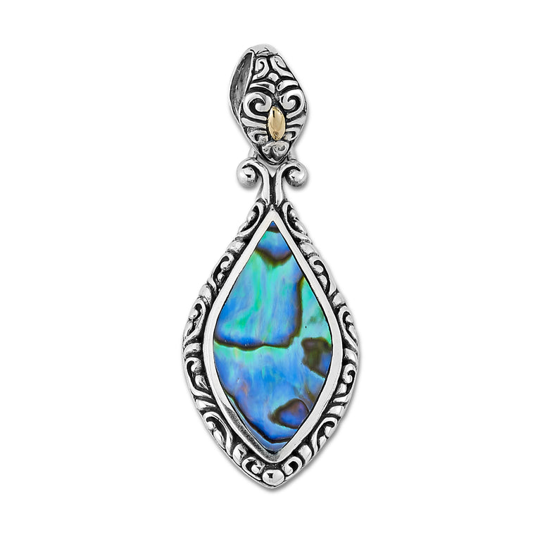 Samuel B. Sterling Silver and 18K Yellow Gold Marquise Shape Abalone Pendant (96995)