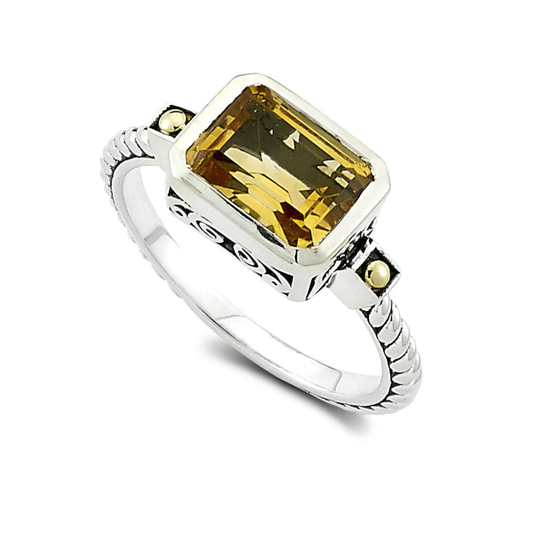 Samuel B. Sterling Silver and 18K Yellow Gold Citrine Ring, Size 7 (97294)