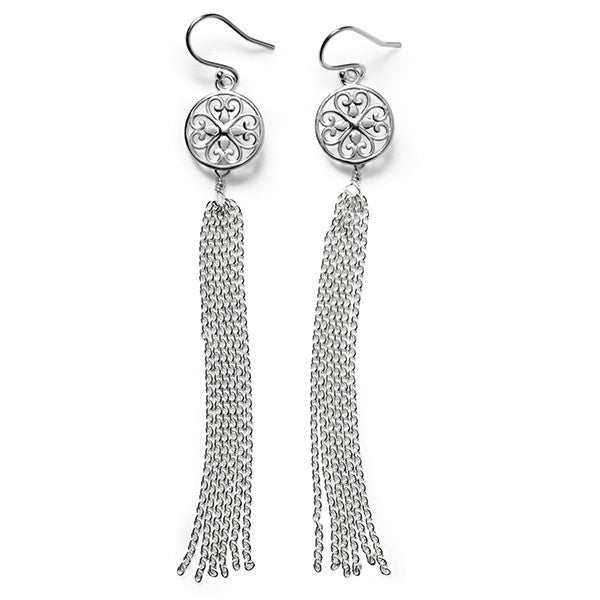 Southern Gates Sterling Silver Round Scroll Tassel Earrings (97108)