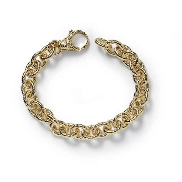 Southern Gates® Anna Gold Plated Bracelet Italian Bracelets Fancy Textured Link Bracelet 7.5" All Sunset Collection styles are Palladium over Sterling Silver with a 14K Hamilton finish. Made in Italy