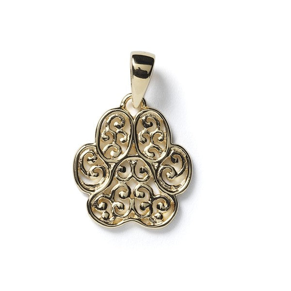 Southern Gates® Lucy Paw Gold Plated Pendant   Lowcountry Series 18x16mm All Sunset Collection styles are Palladium over Sterling Silver with a 14K Hamilton finish. Designed and distributed in Charleston, SC