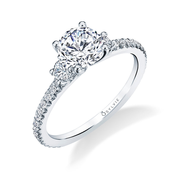 Sylvie 14K White Gold .35ctw Diamond Engagement Ring Semi-Mount (97205)
