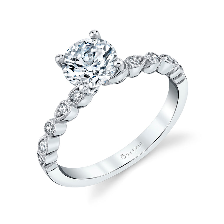 Sylvie 14K White Gold .12ctw Diamond Engagement Ring Semi-Mount (97209)