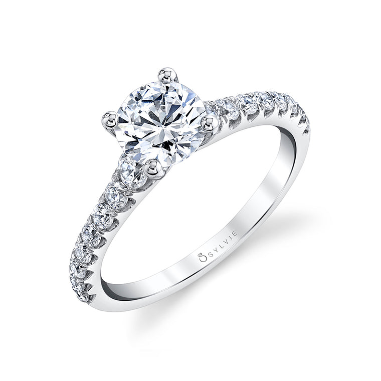 Sylvie 14K White Gold .47ctw Diamond Engagement Ring Semi-Mount (97210)