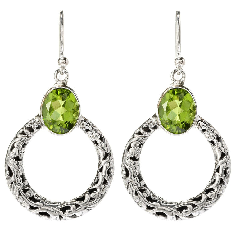 Samuel B. Sterling Silver Balinese Circle Peridot Earrings (97239)