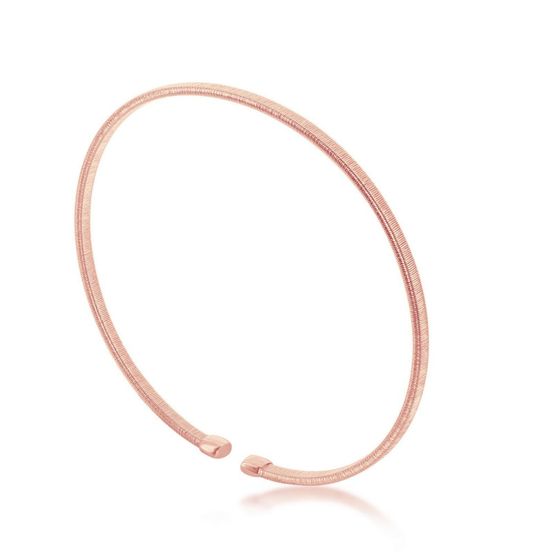 Sterling Silver Wire Designer Bangle, Bonded with 14K Rose Gold Plating