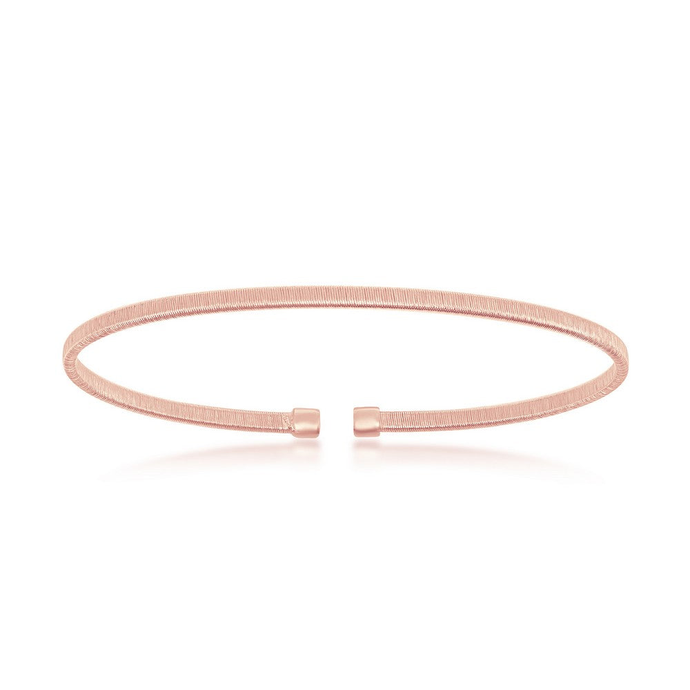 Sterling Silver Wire Designer Bangle, Bonded with 14K Rose Gold Plating