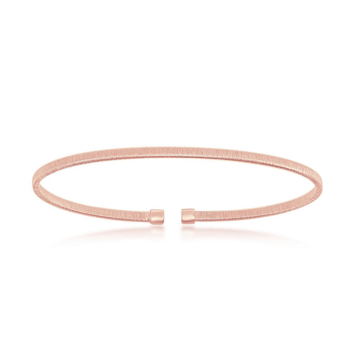 Sterling Silver Wire Designer Bangle, Bonded with 14K Rose Gold Plating