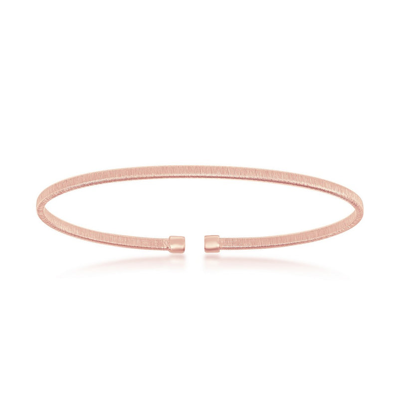 Sterling Silver Wire Designer Bangle, Bonded with 14K Rose Gold Plating