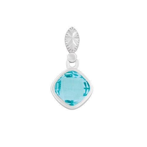 Sterling Silver Checkerboard Cut Blue Topaz Necklace (97577)