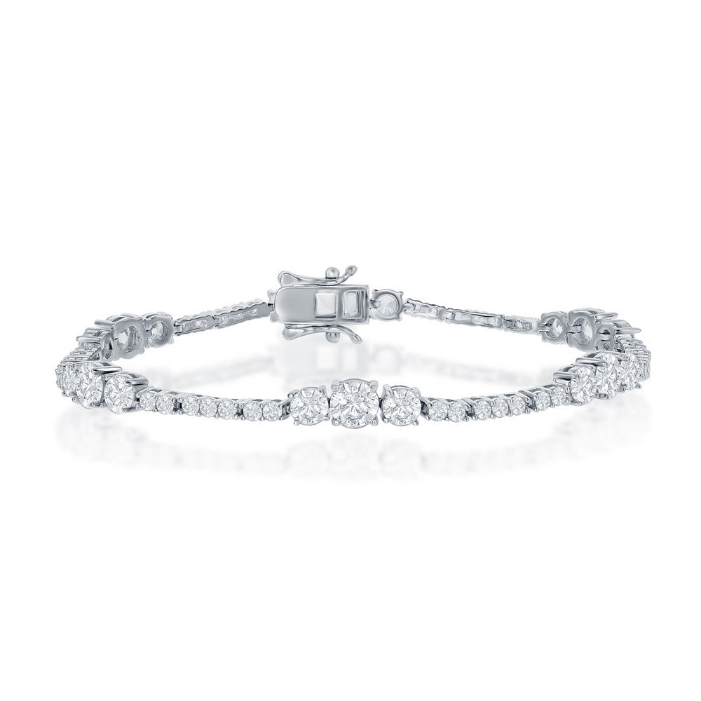 Sterling Silver Graduated Cubic Zirconia Tennis Bracelet, 7.25".