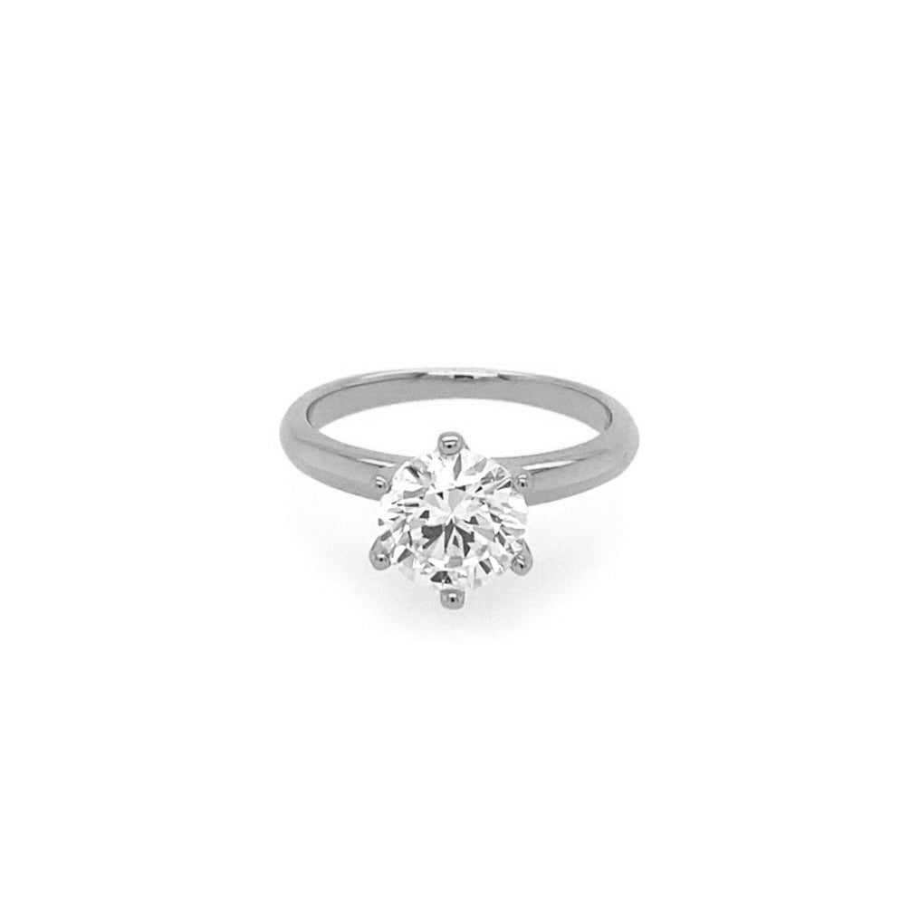 From the Anna Zuckerman Anastasia Collection, Classic Sterling Silver 6-Prong Solitaire Setting with 1ctw Cubic Zirconia Ring, Size 7.