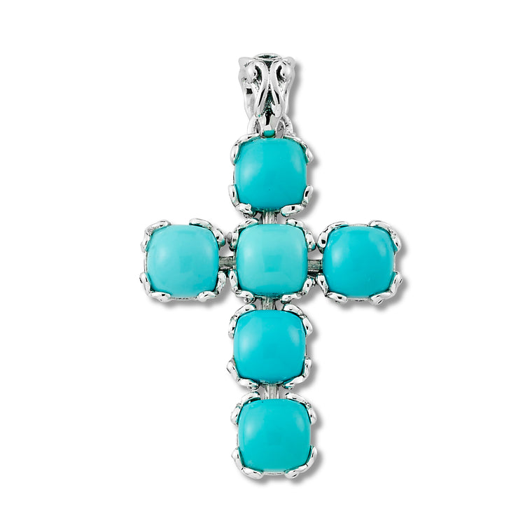 Samuel B Sterling Silver Turquoise Cross Pendant (97745)