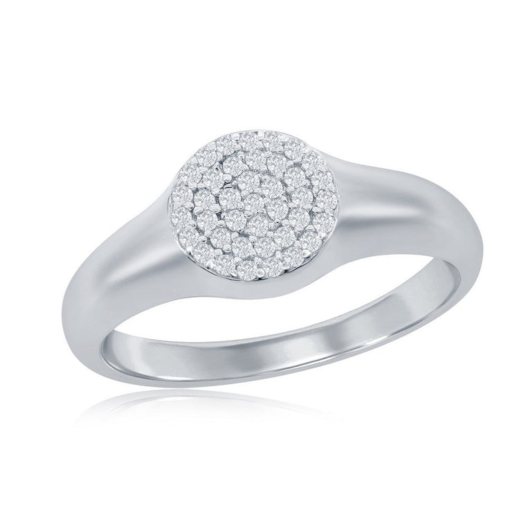 Sterling Silver Round Pave CZ Ring, Size 8 (98225)