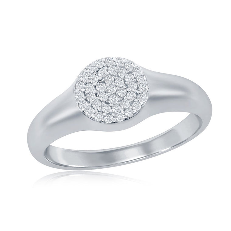 Sterling Silver Round Pave CZ Ring, Size 6 (98223)