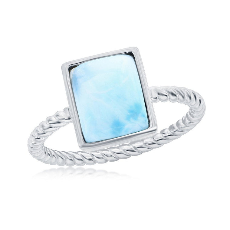 Sterling Silver Rectangle Larimar Ring, Size 7 (98227)