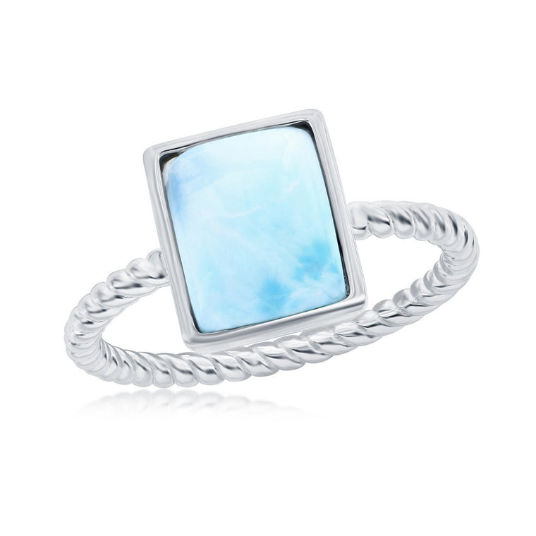 Sterling Silver Rectangle Larimar Ring, Size 6 (98226)