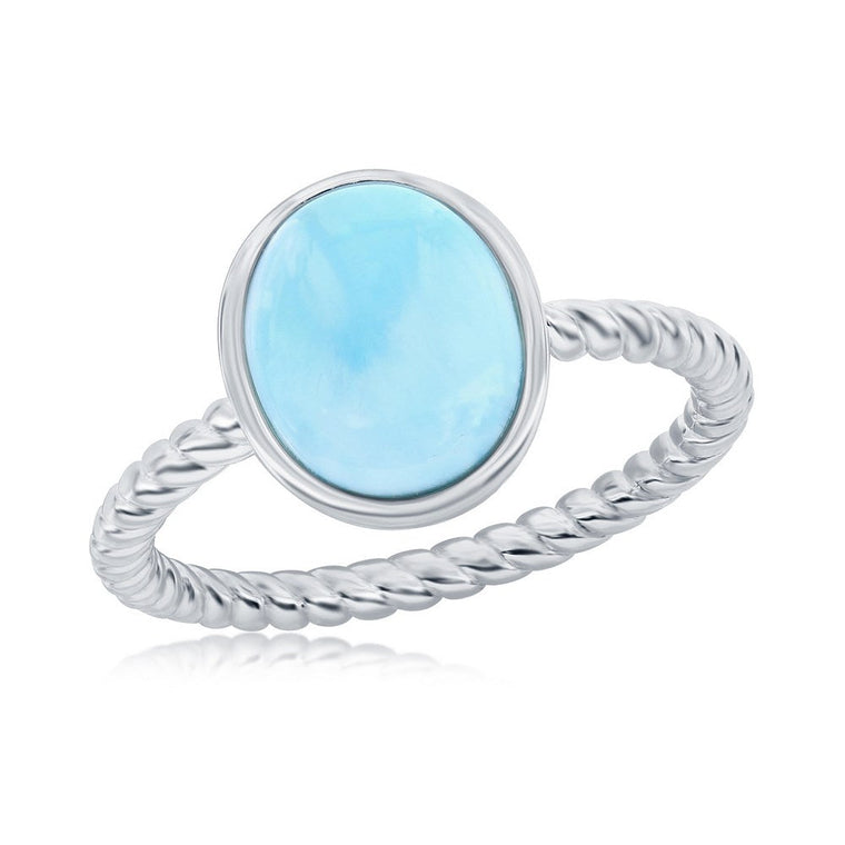 Sterling Silver Oval Larimar Ring, Size 7 (98231)