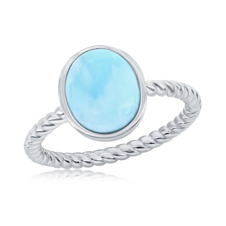 Sterling Silver Oval Larimar Ring, Size 6 (98230)