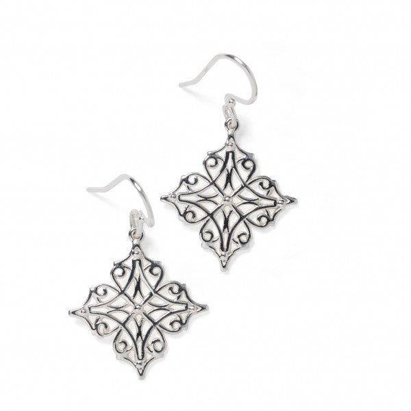 Southern Gates® Grace Earrings Art Deco Series 26x24mm 925 Sterling Silver Designed and distributed in Charleston, SC  Influenced by early-20th-century ironwork featuring geometric, French designs.