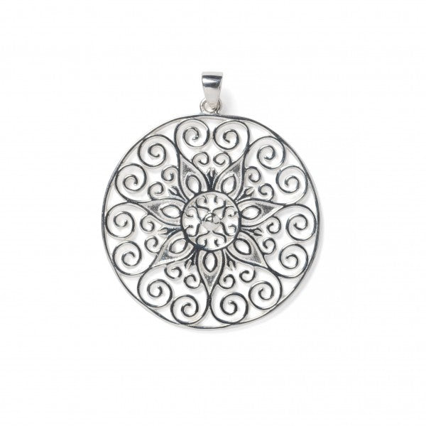 Southern Gates® Soleil Pendant Ornamental Series 36mm 925 sterling silver Designed and distributed in Charleston, SC   Details of ornate ironwork found in gates, grilles, and balconies throughout the South have inspired this timeless piece of jewelry.