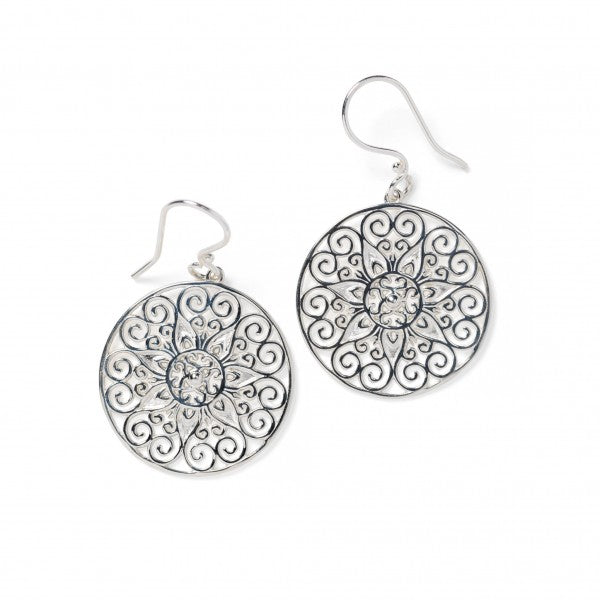 Southern Gates® Soleil Earrings Ornamental Series 27mm 925 sterling silver Designed and distributed in Charleston, SC   Details of ornate ironwork found in gates, grilles, and balconies throughout the South have inspired this timeless piece of jewelry.