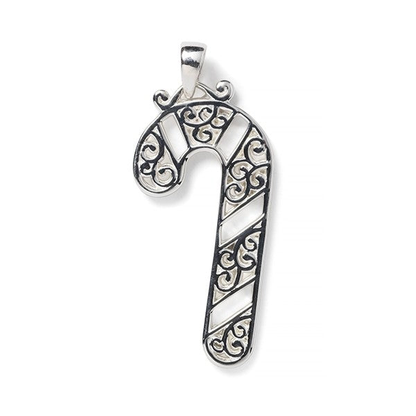 Southern Gates® Candy Cane Pendant Holiday Series 36x17mm 925 Sterling Silver Designed and distributed in Charleston, SC  Southern Gates® holiday jewelry celebrates our favorite times of the year.