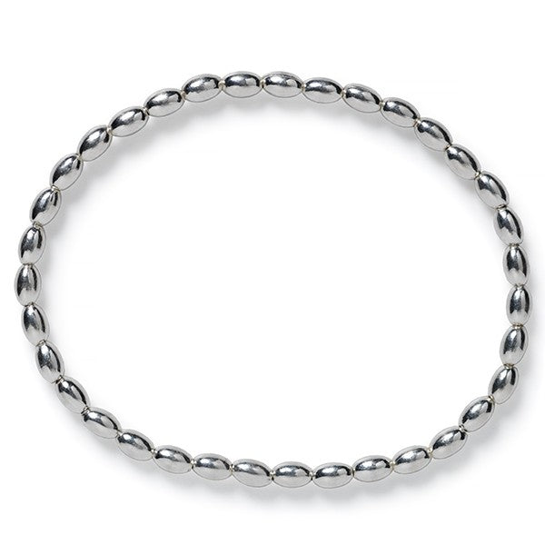 Southern Gates® 3mm Rice Bead Elastic Bracelet Rice Beads Available in: 6" and 7" 925 Sterling Silver Designed and distributed in Charleston, SC Made in Italy  Gorgeous sterling silver rice beads pay homage to the Holy City's rice history and South Carolina's agricultural background.
