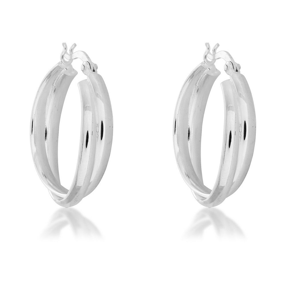 Sterling Silver Double Hoop Earrings.