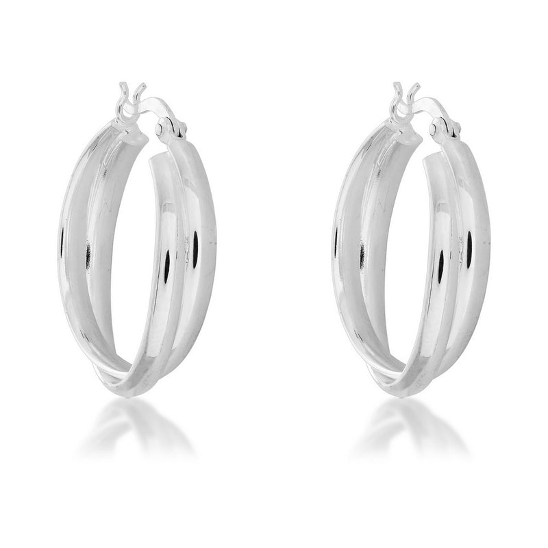 Sterling Silver Double Hoop Earrings.