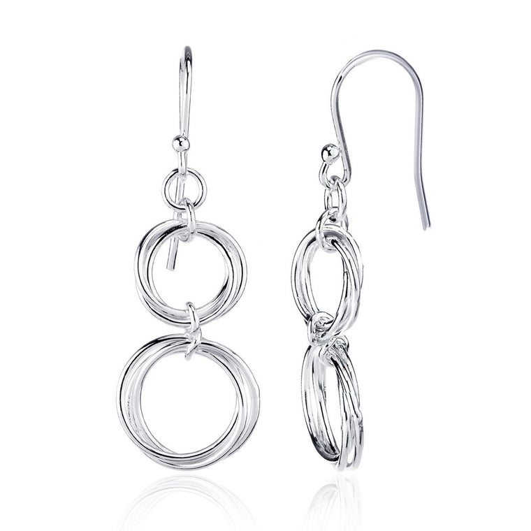 Sterling Silver Multi Open Circles Earrings (91291)