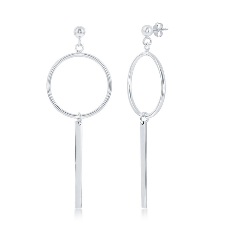 Sterling Silver Open Circle with Bar Earrings (92138)