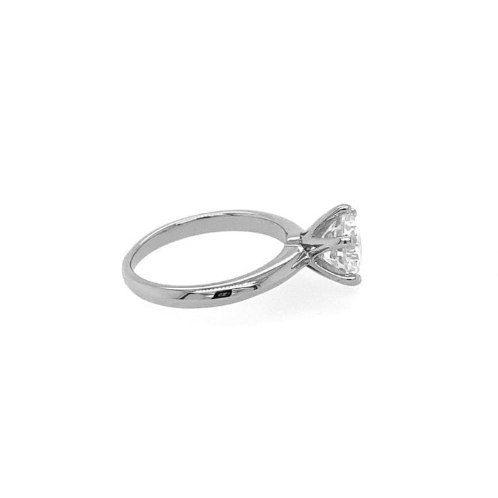 From the Anna Zuckerman Anastasia Collection, Classic Sterling Silver 6-Prong Solitaire Setting with 1ctw Cubic Zirconia Ring, Size 7.