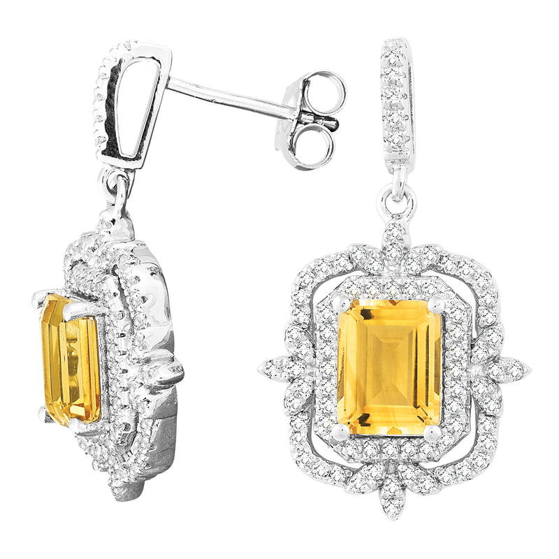 Bellissima Sterling Silver Citrine and White Topaz Earrings