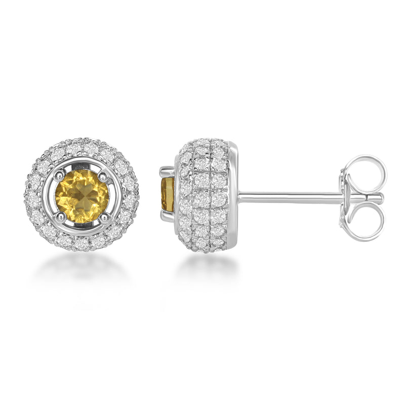 Bellissima Sterling Silver Citrine and White Topaz Earrings