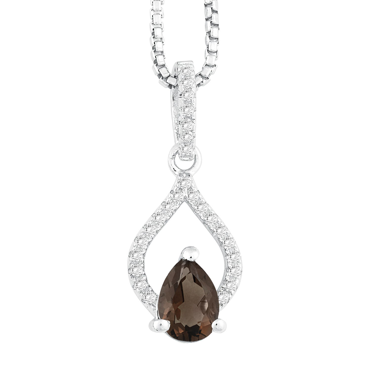 Bellissima Sterling Silver Smoky Quartz and White Topaz Necklace