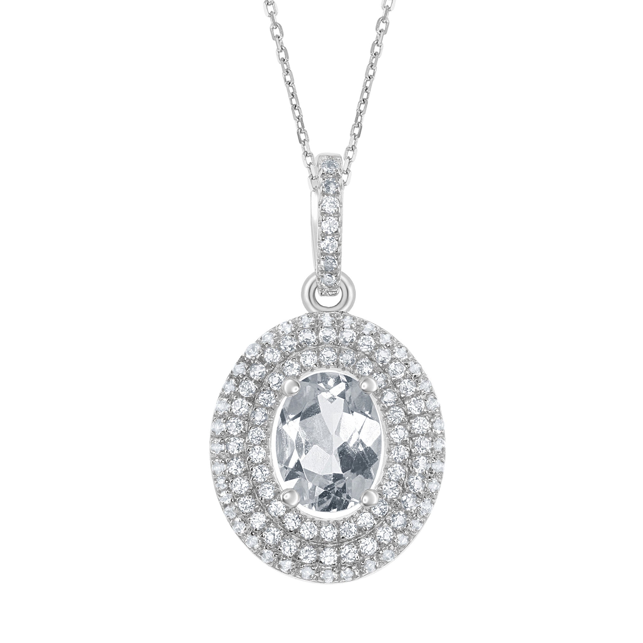 Bellissima Bridal White Topaz and Sterling Silver Necklace