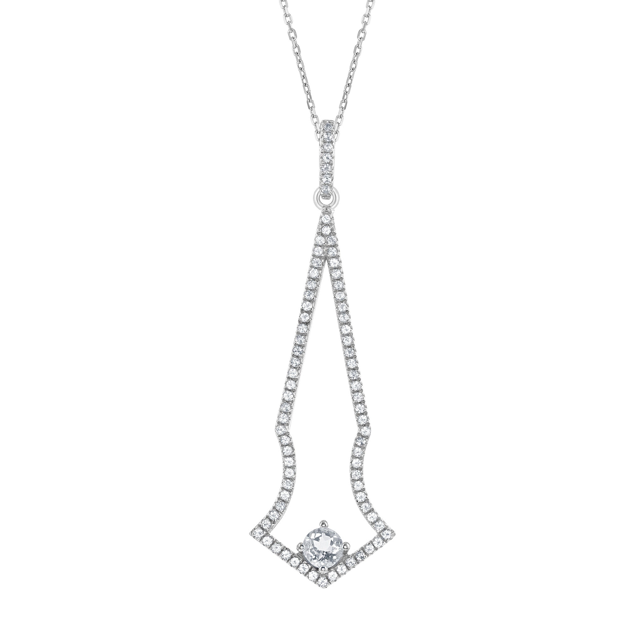 Bellissima Bridal White Topaz and Sterling Silver Necklace 
