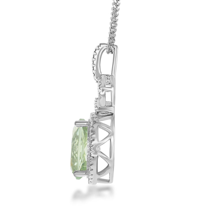 Bellissima Sterling Silver Green Amethyst and White Topaz Pendant