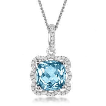 Bellissima Sterling Silver Blue and White Topaz Necklace (88949)