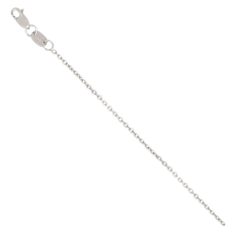 14K White Gold .9mm Round Cable Chain, 16".