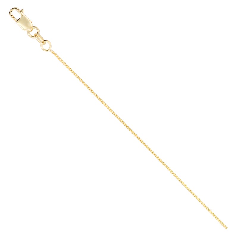 14K Yellow Gold .7mm Diamond Cut Superflex Wheat Chain,18".