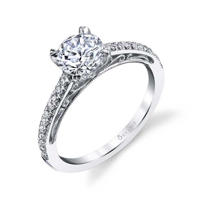 Sylvie 14K White Gold .20ctw Diamond Engagement Ring Semi-Mount (90606)