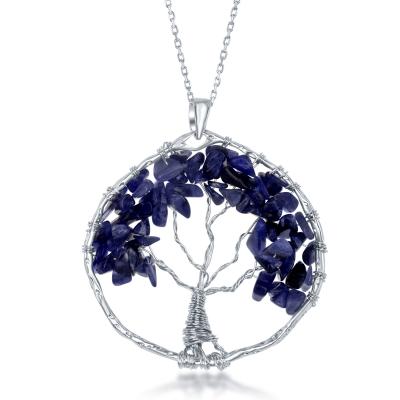 Sterling Silver Sodalite Tree of Life Necklace (90505)