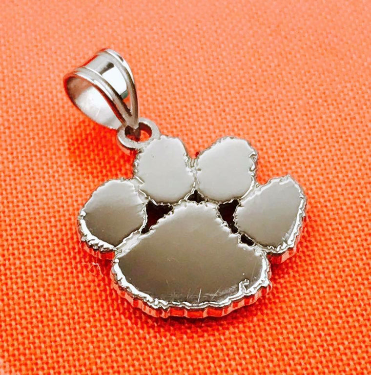 Sterling Silver LogoArt Officially Licensed Clemson University Tiger Paw Pendant, Large (94005)