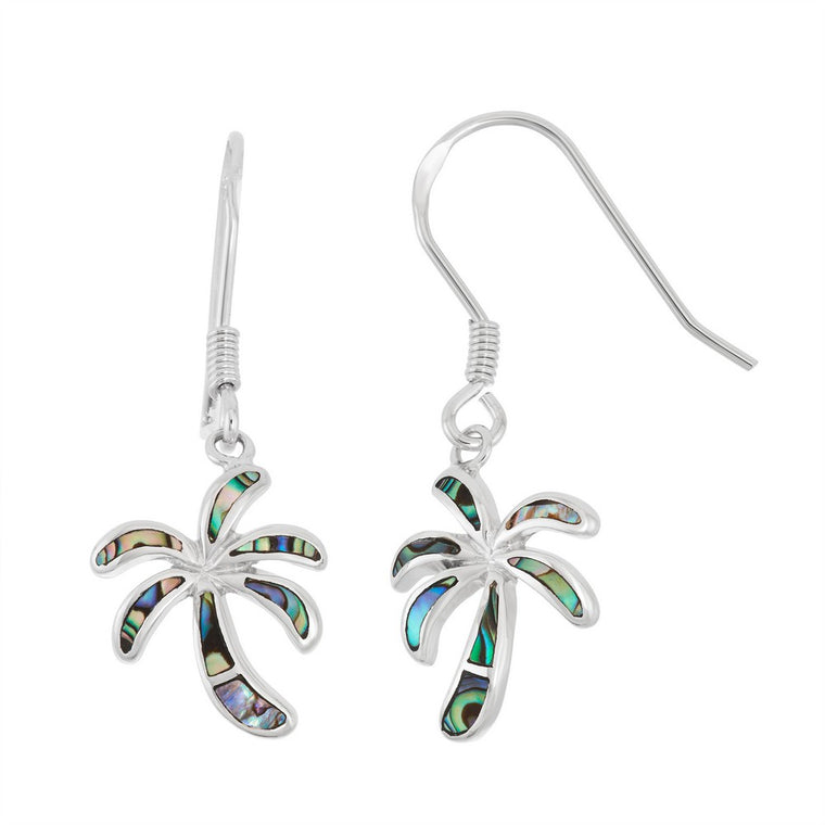 Sterling Silver Abalone Palm Tree Earrings (91740)