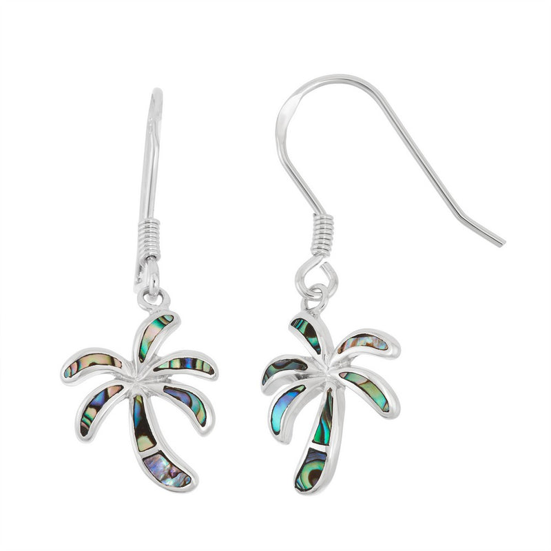 Sterling Silver Abalone Palm Tree Earrings